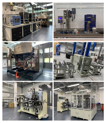 Bateria do laboratório que faz a linha de produção da bateria de lítio do equipamento